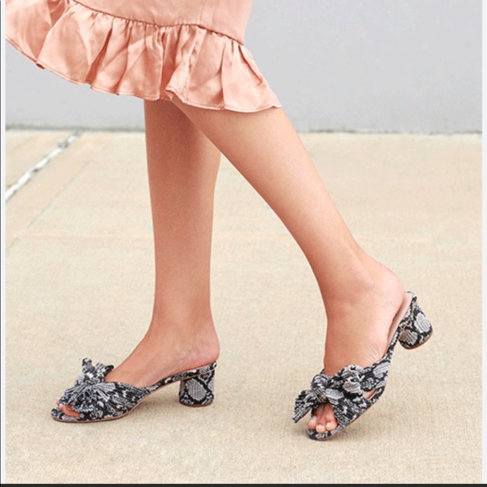 Loeffler Randall Emilia Sand Snake Knot Bow Mule